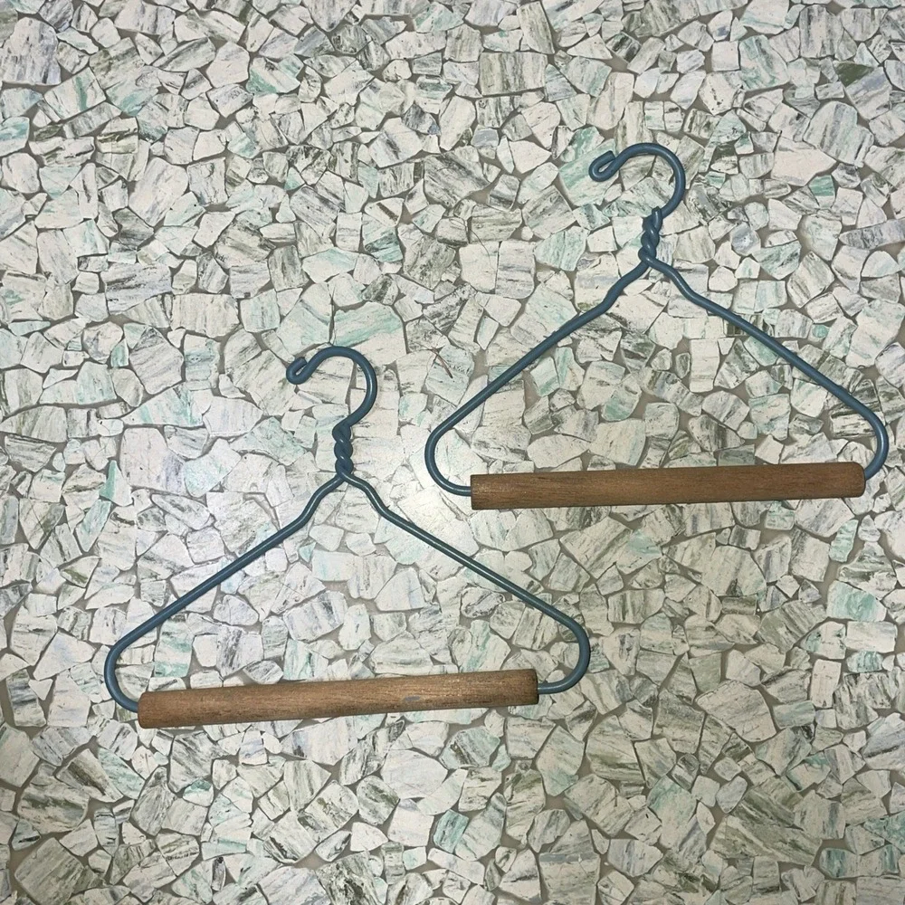 Pair Of Vintage Doll‎ Clothes Hangers Metal And Wood